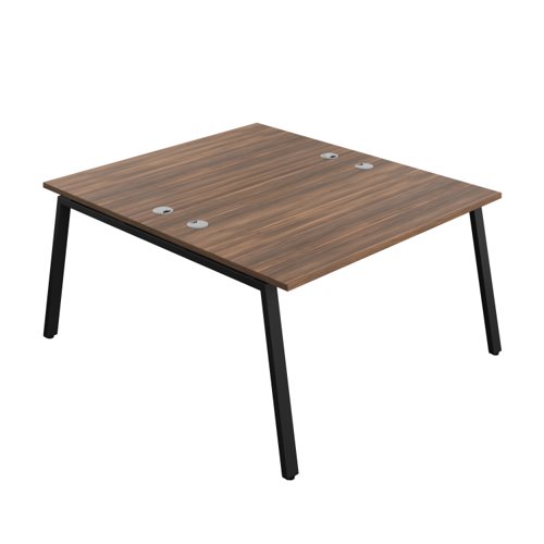 Synergy Bench with Cable Ports: 2 Person (FSC) : A-Frame Leg : 1400 800 Dark Walnut/Black