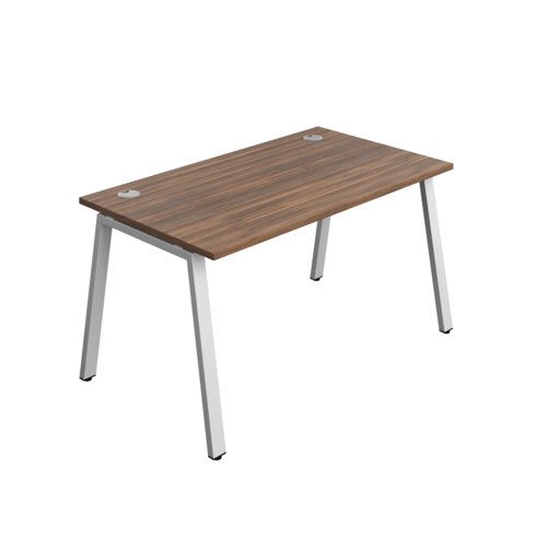 Synergy Bench with Cable Ports: 1 Person (FSC) : A-Frame Leg : 1400 800 Dark Walnut/Silver