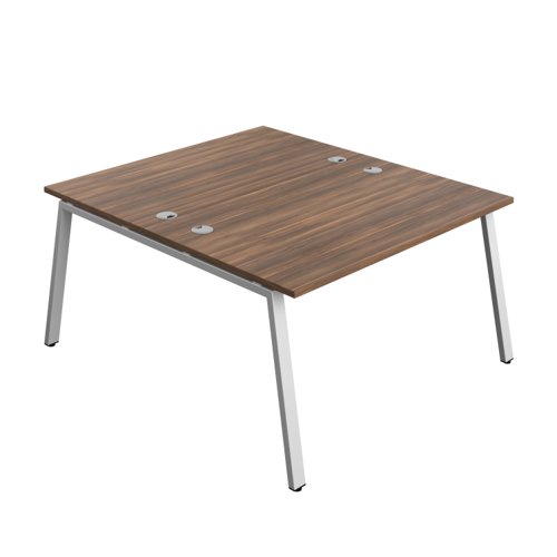 Synergy Bench with Cable Ports: 2 Person (FSC) : A-Frame Leg : 1400 800 Dark Walnut/Silver