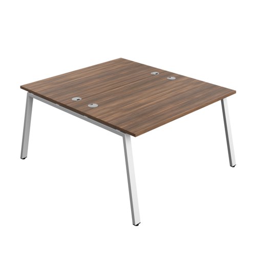 Synergy Bench with Cable Ports: 2 Person (FSC) : A-Frame Leg : 1400 800 Dark Walnut/White