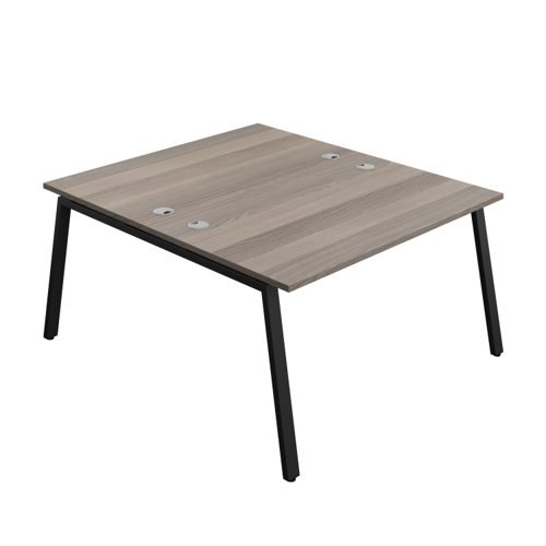 Synergy Bench with Cable Ports: 2 Person (FSC) : A-Frame Leg : 1400 800 Grey Oak/Black