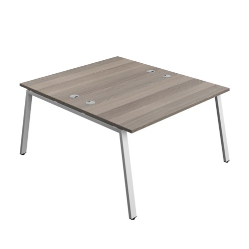 Synergy Bench with Cable Ports: 2 Person (FSC) : A-Frame Leg : 1400 800 Grey Oak/Silver