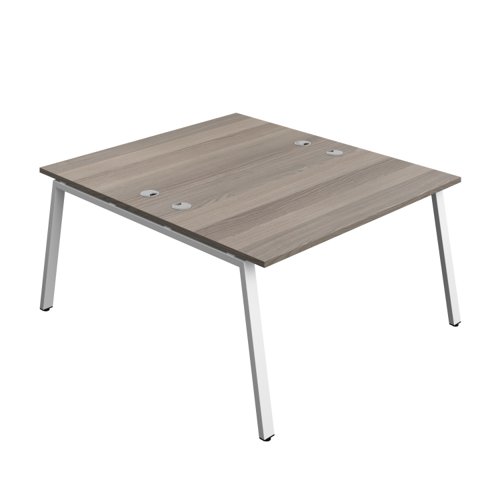 Synergy Bench with Cable Ports: 2 Person (FSC) : A-Frame Leg : 1400 800 Grey Oak/White
