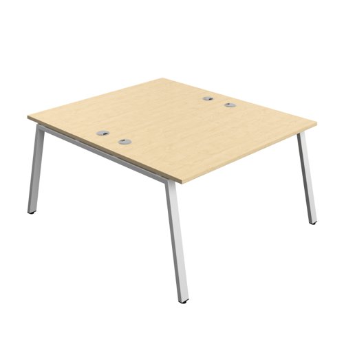 Synergy Bench with Cable Ports: 2 Person (FSC) : A-Frame Leg : 1400 800 Maple/Silver