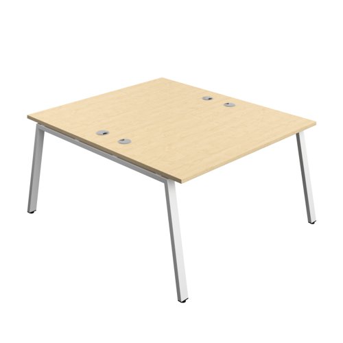 Synergy Bench with Cable Ports: 2 Person (FSC) : A-Frame Leg : 1400 800 Maple/White