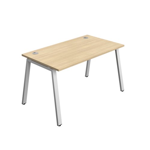 Synergy Bench with Cable Ports: 1 Person (FSC) : A-Frame Leg : 1400 800 Nova Oak/Silver