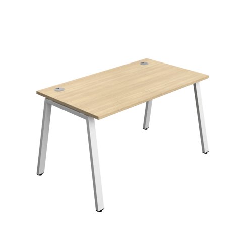Synergy Bench with Cable Ports: 1 Person (FSC) : A-Frame Leg : 1400 800 Nova Oak/White