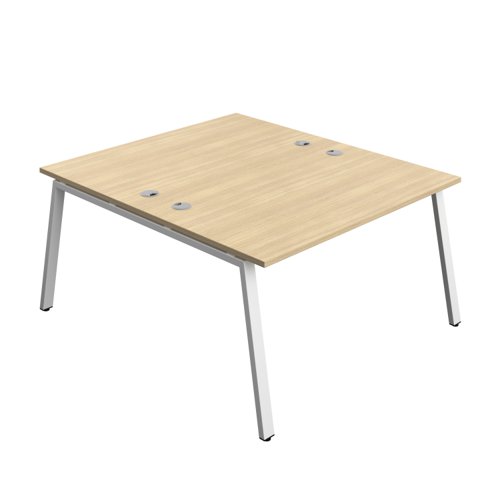 Synergy Bench with Cable Ports: 2 Person (FSC) : A-Frame Leg : 1400 800 Nova Oak/White