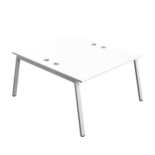 Synergy Bench with Cable Ports: 2 Person (FSC) : A-Frame Leg : 1400 800 White/Silver