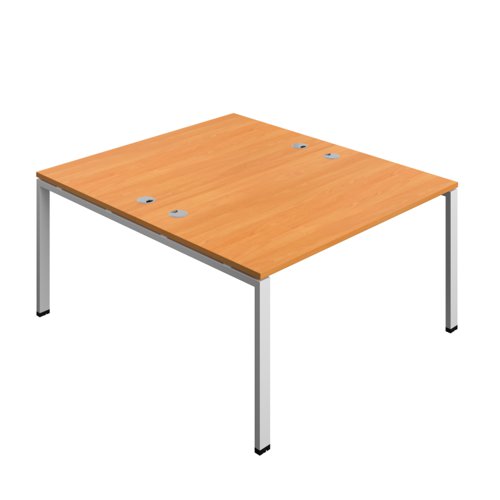 Synergy Bench with Cable Ports: 2 Person (FSC) : Goal Post Leg : 1400 800 Beech/Silver