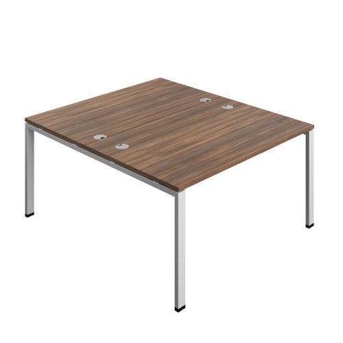 Synergy Bench with Cable Ports: 2 Person (FSC) : Goal Post Leg : 1400 800 Dark Walnut/Silver