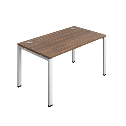Synergy Bench with Cable Ports: 1 Person (FSC) : Goal Post Leg : 1400 800 Dark Walnut/White