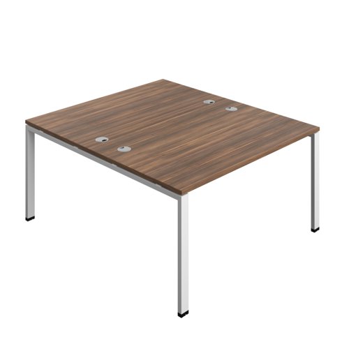 Synergy Bench with Cable Ports: 2 Person (FSC) : Goal Post Leg : 1400 800 Dark Walnut/White
