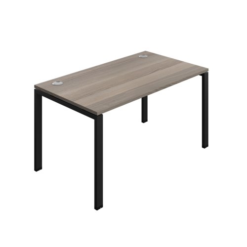 Synergy Bench with Cable Ports: 1 Person (FSC) : Goal Post Leg : 1400 800 Grey Oak/Black