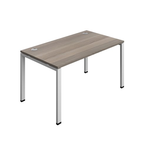 Synergy Bench with Cable Ports: 1 Person (FSC) : Goal Post Leg : 1400 800 Grey Oak/Silver