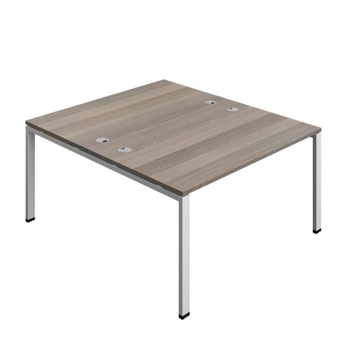 Synergy Bench with Cable Ports: 2 Person (FSC) : Goal Post Leg : 1400 800 Grey Oak/Silver
