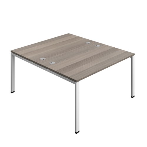 Synergy Bench with Cable Ports: 2 Person (FSC) : Goal Post Leg : 1400 800 Grey Oak/White