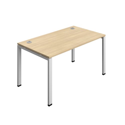 Synergy Bench with Cable Ports: 1 Person (FSC) : Goal Post Leg : 1400 800 Nova Oak/Silver