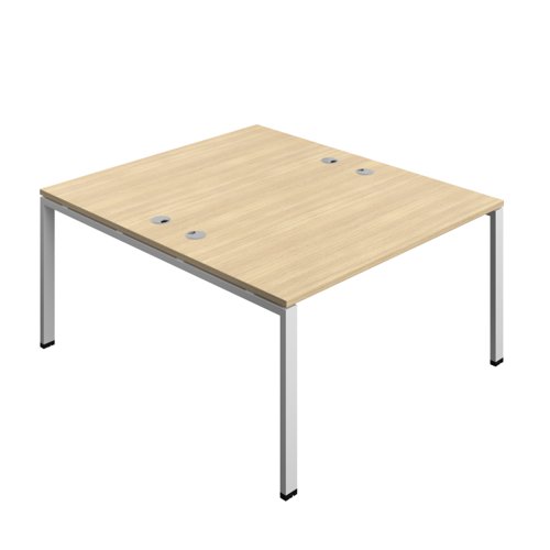 Synergy Bench with Cable Ports: 2 Person (FSC) : Goal Post Leg : 1400 800 Nova Oak/Silver
