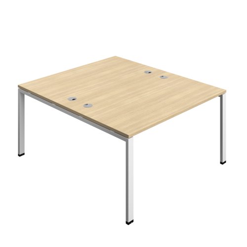 Synergy Bench with Cable Ports: 2 Person (FSC) : Goal Post Leg : 1400 800 Nova Oak/White