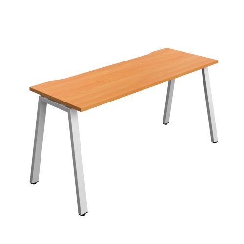 Synergy Bench with Cut Out: 1 Person (FSC) : A-Frame Leg : 1600 600 Beech/Silver