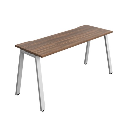 Synergy Bench with Cut Out: 1 Person (FSC) : A-Frame Leg : 1600 600 Dark Walnut/Silver