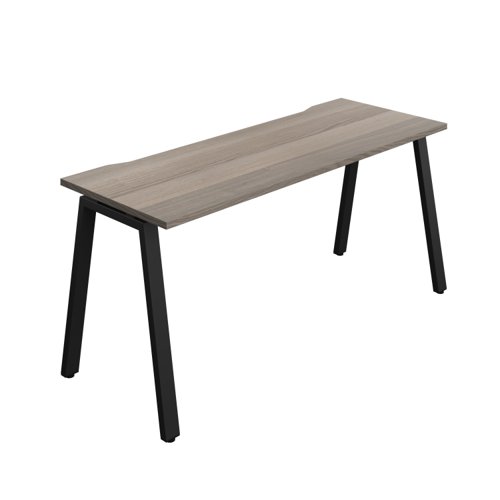 Synergy Bench with Cut Out: 1 Person (FSC) : A-Frame Leg : 1600 600 Grey Oak/Black
