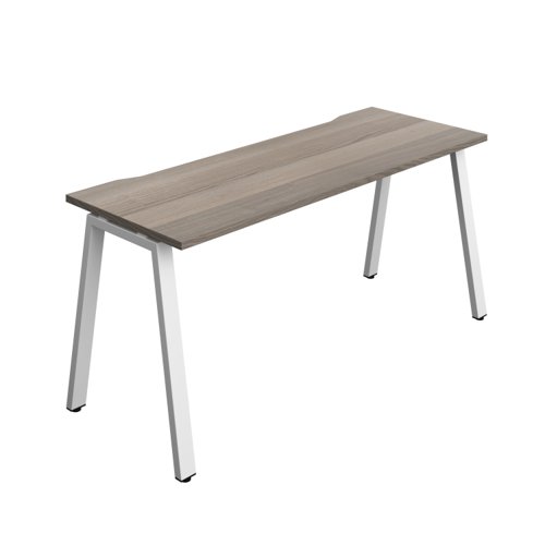 Synergy Bench with Cut Out: 1 Person (FSC) : A-Frame Leg : 1600 600 Grey Oak/White