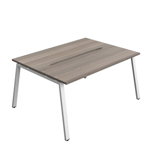 Synergy Bench with Cut Out: 2 Person (FSC) : A-Frame Leg : 1600 600 Grey Oak/White