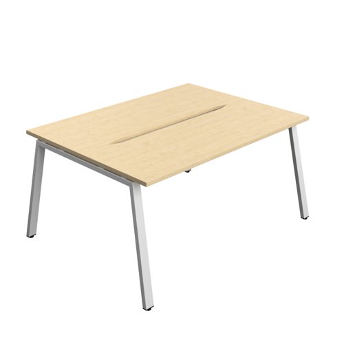 Synergy Bench with Cut Out: 2 Person (FSC) : A-Frame Leg : 1600 600 Maple/Silver