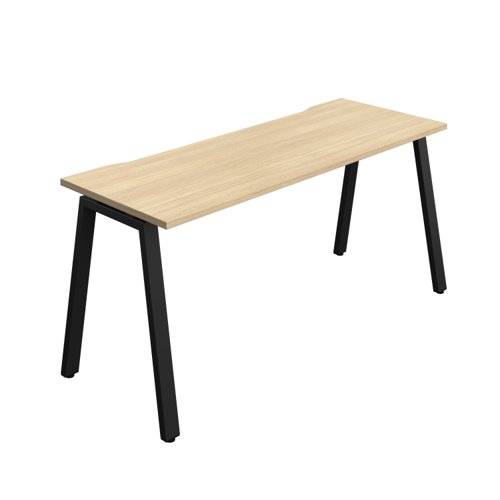 Synergy Bench with Cut Out: 1 Person (FSC) : A-Frame Leg : 1600 600 Nova Oak/Black