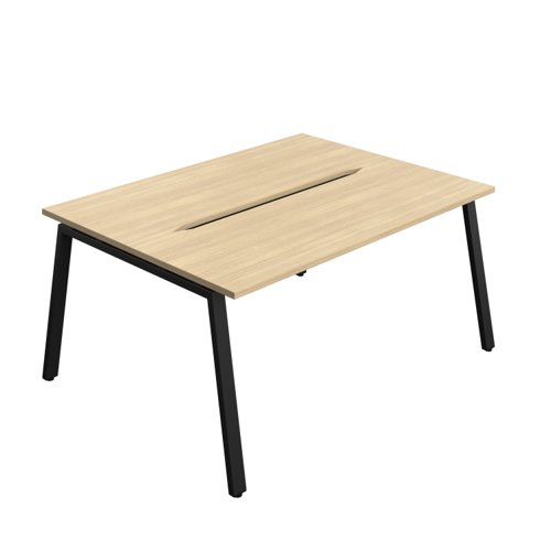 Synergy Bench with Cut Out: 2 Person (FSC) : A-Frame Leg : 1600 600 Nova Oak/Black