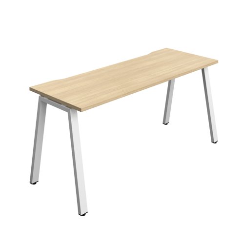 Synergy Bench with Cut Out: 1 Person (FSC) : A-Frame Leg : 1600 600 Nova Oak/White
