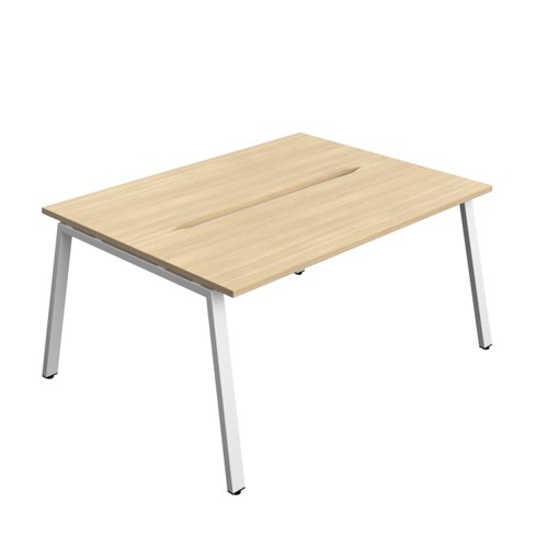 Synergy Bench with Cut Out: 2 Person (FSC) : A-Frame Leg : 1600 600 Nova Oak/White