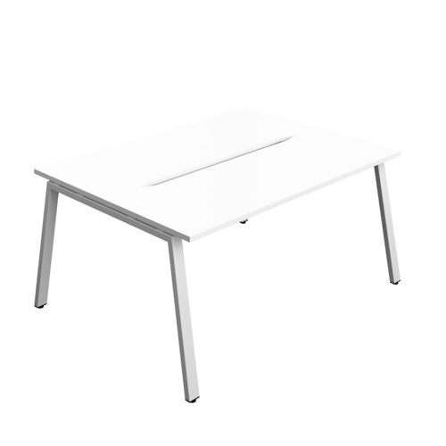 Synergy Bench with Cut Out: 2 Person (FSC) : A-Frame Leg : 1600 600 White/Silver