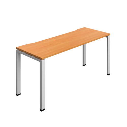 Synergy Bench with Cut Out: 1 Person (FSC) : Goal Post Leg : 1600 600 Beech/Silver