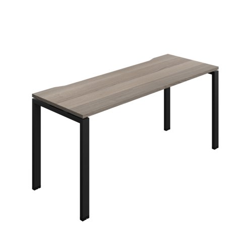 Synergy Bench with Cut Out: 1 Person (FSC) : Goal Post Leg : 1600 600 Grey Oak/Black