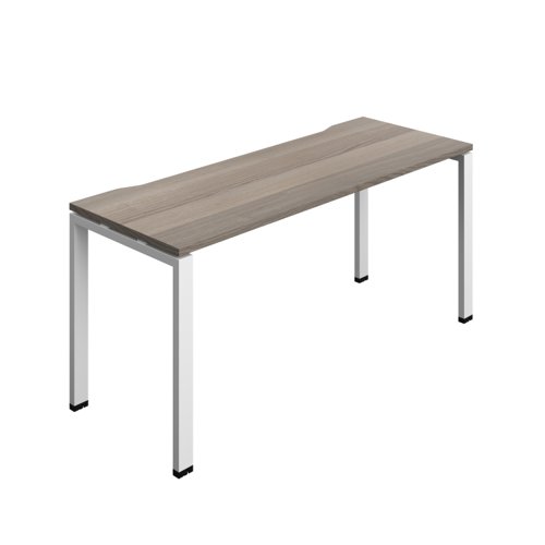 Synergy Bench with Cut Out: 1 Person (FSC) : Goal Post Leg : 1600 600 Grey Oak/White