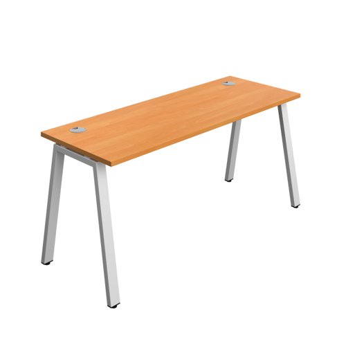 Synergy Bench with Cable Ports: 1 Person (FSC) : A-Frame Leg : 1600 600 Beech/Silver