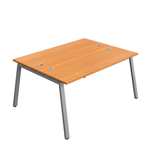 Synergy Bench with Cable Ports: 2 Person (FSC) : A-Frame Leg : 1600 600 Beech/Silver