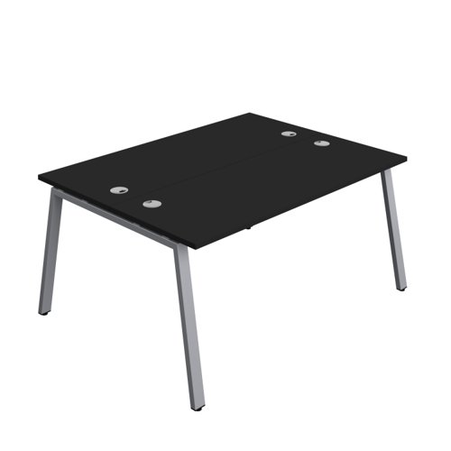 Synergy Bench with Cable Ports: 2 Person (FSC) : A-Frame Leg : 1600 600 Black/Silver