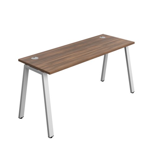 Synergy Bench with Cable Ports: 1 Person (FSC) : A-Frame Leg : 1600 600 Dark Walnut/Silver