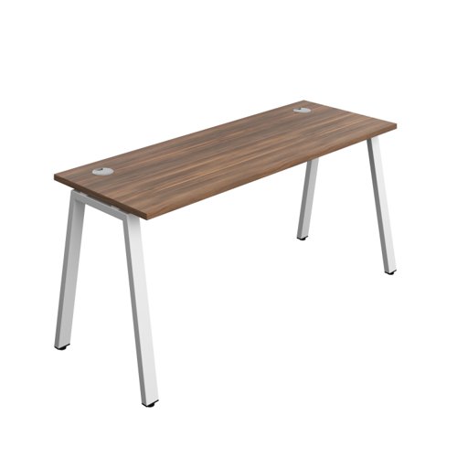 Synergy Bench with Cable Ports: 1 Person (FSC) : A-Frame Leg : 1600 600 Dark Walnut/White