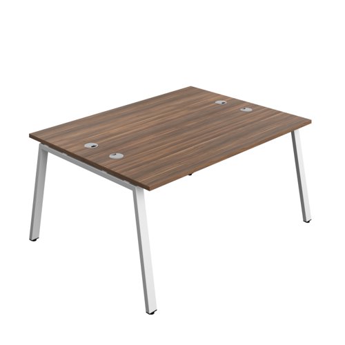 Synergy Bench with Cable Ports: 2 Person (FSC) : A-Frame Leg : 1600 600 Dark Walnut/White