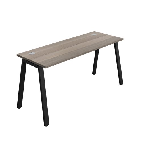Synergy Bench with Cable Ports: 1 Person (FSC) : A-Frame Leg : 1600 600 Grey Oak/Black