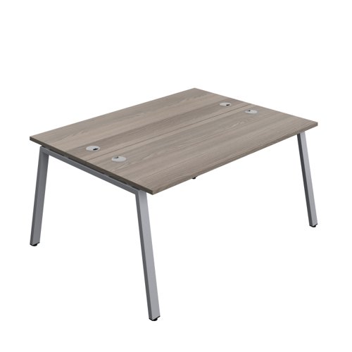 Synergy Bench with Cable Ports: 2 Person (FSC) : A-Frame Leg : 1600 600 Grey Oak/Silver