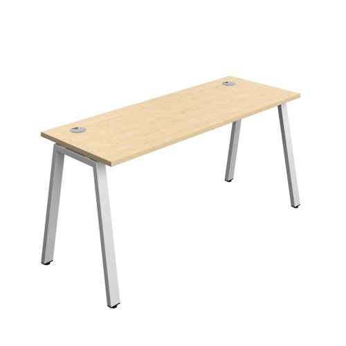 Synergy Bench with Cable Ports: 1 Person (FSC) : A-Frame Leg : 1600 600 Maple/Silver