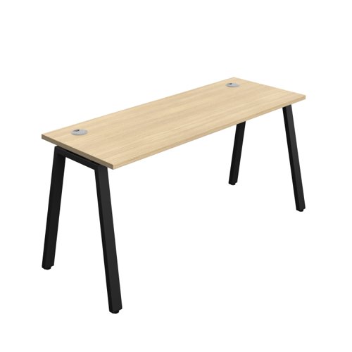 Synergy Bench with Cable Ports: 1 Person (FSC) : A-Frame Leg : 1600 600 Nova Oak/Black