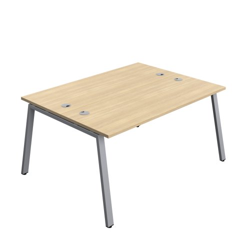 Synergy Bench with Cable Ports: 2 Person (FSC) : A-Frame Leg : 1600 600 Nova Oak/Silver