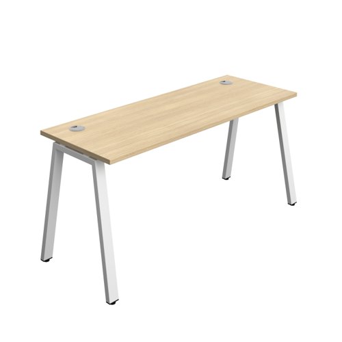 Synergy Bench with Cable Ports: 1 Person (FSC) : A-Frame Leg : 1600 600 Nova Oak/White